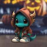 Maxbell Halloween Dinosaur Statue Garden Sculpture for Cabinets Shelf Outdoor Orange