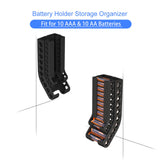 10 AA & 10 AAA Battery Wall Holder Storage Rack for Garage Warehouse Kitchen Black