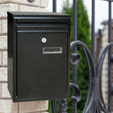 Maxbell Wall Mounted Mailbox Newspaper Holder Box for Gate Home Office Outside House black