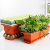 Maxbell 2x5 Pieces Plant Saucers Rectangular Plant Trays for Windowsill Yard Courtyard Red