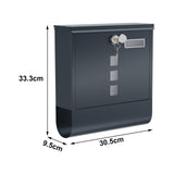 Maxbell Wall Mounted Mailbox Front Door Gate Sturdy Coffee Shop Decoration Letterbox Gray