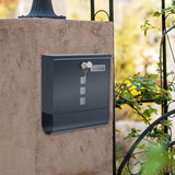 Maxbell Wall Mounted Mailbox Front Door Gate Sturdy Coffee Shop Decoration Letterbox Gray
