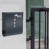 Maxbell Wall Mounted Mailbox Front Door Gate Sturdy Coffee Shop Decoration Letterbox Gray