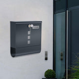 Maxbell Wall Mounted Mailbox Front Door Gate Sturdy Coffee Shop Decoration Letterbox Gray