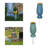 Maxbell Cemetery Vase Detachable Spike Stake Grave Decorations for Lawn Grave Garden Blue
