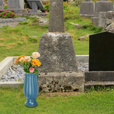 Maxbell Cemetery Vase Detachable Spike Stake Grave Decorations for Lawn Grave Garden Blue