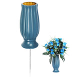 Maxbell Cemetery Vase Detachable Spike Stake Grave Decorations for Lawn Grave Garden Blue