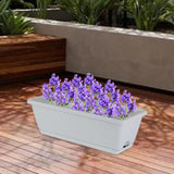 Maxbell Maxbell 2 Pieces Window Box Planter Rectangular Decors for Garden Indoor Plants Home Light Grey