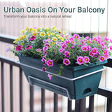 Maxbell 2xBalcony Railing Planter Ornament Window Box Planter for Farmhouse Deck Porch dark green