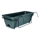 Maxbell 2xBalcony Railing Planter Ornament Window Box Planter for Farmhouse Deck Porch dark green