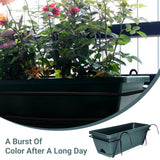 Maxbell 2xBalcony Railing Planter Ornament Window Box Planter for Farmhouse Deck Porch dark green