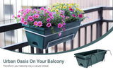 Maxbell 2xBalcony Railing Planter Ornament Window Box Planter for Farmhouse Deck Porch dark green