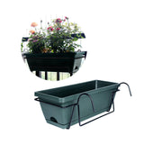 Maxbell 2xBalcony Railing Planter Ornament Window Box Planter for Farmhouse Deck Porch dark green
