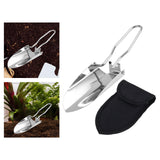 Maxbell Maxbell Folding Garden Trowel Cultivator Farm Handy Camping Shovel Small Hand Shovel Argent with Bag