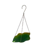 Maxbell Outdoor Hanging Bird Feeder Leaf Decor Bird Food Tray for Yard Lawn Backyard 25.5x17.5x37cm green