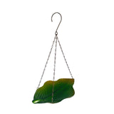 Maxbell Outdoor Hanging Bird Feeder Leaf Decor Bird Food Tray for Yard Lawn Backyard 25.5x17.5x37cm green