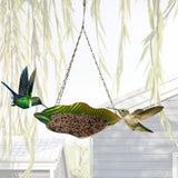 Maxbell Outdoor Hanging Bird Feeder Leaf Decor Bird Food Tray for Yard Lawn Backyard 25.5x17.5x37cm green
