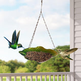 Maxbell Outdoor Hanging Bird Feeder Leaf Decor Bird Food Tray for Yard Lawn Backyard 25.5x17.5x37cm green