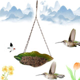 Maxbell Outdoor Hanging Bird Feeder Leaf Decor Bird Food Tray for Yard Lawn Backyard 25.5x17.5x37cm green