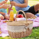 Maxbell Maxbell Wicker Picnic Basket Rattan Storage Serving Basket for Beach Camping Parties Large beige gray