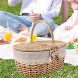 Maxbell Maxbell Wicker Picnic Basket Rattan Storage Serving Basket for Beach Camping Parties Large beige gray