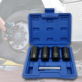 Maxbell 5Pcs Impact Twist Socket Tool Kit Portable Professional with Nut Removal Bar Blue Box