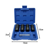 Maxbell 5Pcs Impact Twist Socket Tool Kit Portable Professional with Nut Removal Bar Blue Box