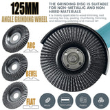 Maxbell 3Pcs Angle Grinder Disc Portable Wood Shaping Wheel for Marble Tea Tray Wood 125mm