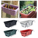 Maxbell Balcony Planter with Tray and Rack Multipurpose Lightweight Plant Pot Holder Dark Gray