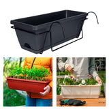 Maxbell Balcony Planter with Tray and Rack Multipurpose Lightweight Plant Pot Holder Dark Gray