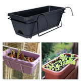 Maxbell Balcony Planter with Tray and Rack Multipurpose Lightweight Plant Pot Holder Dark Gray