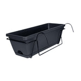 Maxbell Balcony Planter with Tray and Rack Multipurpose Lightweight Plant Pot Holder Dark Gray