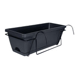 Maxbell Balcony Planter with Tray and Rack Multipurpose Lightweight Plant Pot Holder Dark Gray