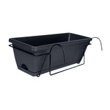 Maxbell Balcony Planter with Tray and Rack Multipurpose Lightweight Plant Pot Holder Dark Gray