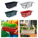 Maxbell Balcony Planter with Tray and Rack Multipurpose Lightweight Plant Pot Holder Dark Gray