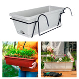 Maxbell Balcony Planter with Tray and Rack Multipurpose Lightweight Plant Pot Holder Light Gray