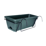 Maxbell Balcony Planter with Tray and Rack Multipurpose Lightweight Plant Pot Holder Dark Green