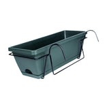 Maxbell Balcony Planter with Tray and Rack Multipurpose Lightweight Plant Pot Holder Dark Green