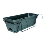 Maxbell Balcony Planter with Tray and Rack Multipurpose Lightweight Plant Pot Holder Dark Green