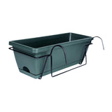 Maxbell Balcony Planter with Tray and Rack Multipurpose Lightweight Plant Pot Holder Dark Green