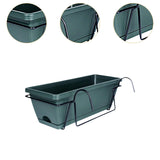 Maxbell Balcony Planter with Tray and Rack Multipurpose Lightweight Plant Pot Holder Dark Green