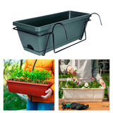 Maxbell Balcony Planter with Tray and Rack Multipurpose Lightweight Plant Pot Holder Dark Green