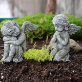 Maxbell 2Pcs Angel Statues Collection Hotel Festival Fireplace Entry Angel Figurines