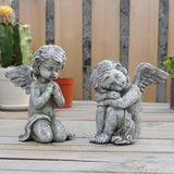 Maxbell 2Pcs Angel Statues Collection Hotel Festival Fireplace Entry Angel Figurines