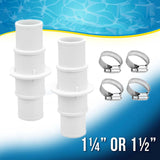 Maxbell Pool Hose Connector Coupling Adapter 1-1/4" or 1-1/2" Adapter Parts Portable with 4 Hose Clamps