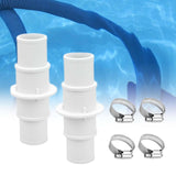 Maxbell Pool Hose Connector Coupling Adapter 1-1/4" or 1-1/2" Adapter Parts Portable with 4 Hose Clamps