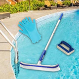 Maxbell 17.5" Swimming Pool Brush with Pole Tool Kit Lightweight Sturdy Multipurpose