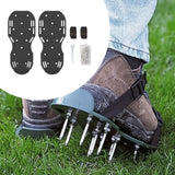 Maxbell Yard Aerator Shoes Adjustable Strap Nails Lawn Sandals for Yard Patio Gardens Black