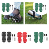 Maxbell Yard Aerator Shoes Adjustable Strap Nails Lawn Sandals for Yard Patio Gardens Black