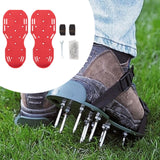 Maxbell Maxbell Yard Aerator Shoes Adjustable Strap Nails Lawn Sandals for Yard Patio Gardens Red